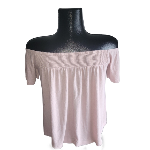 American Eagle Pink Off-Shoulder Lace-Up Crop Short Sleeve Top XS - Picture 5 of 5